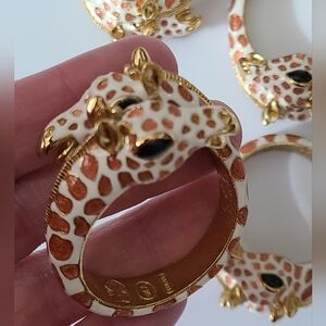 Vintage KJL RARE giraffe napkin holders rings enamel set of 4 kenneth Jay lane